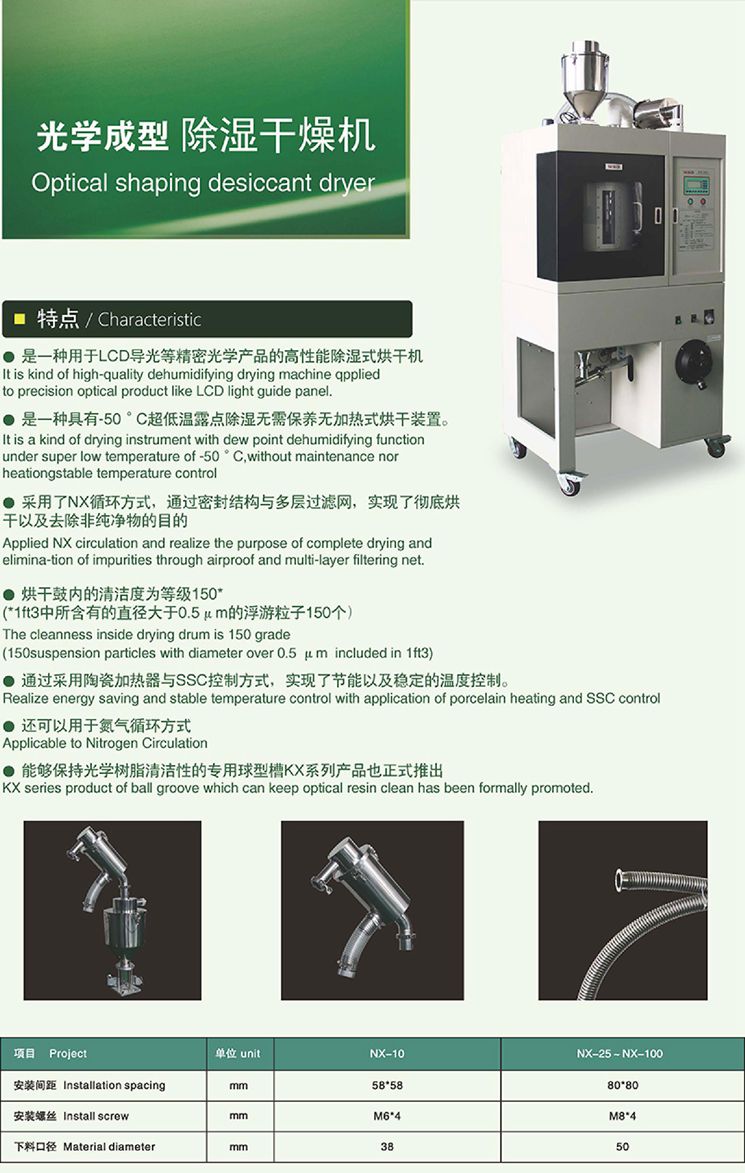光學(xué)成型除濕干操機